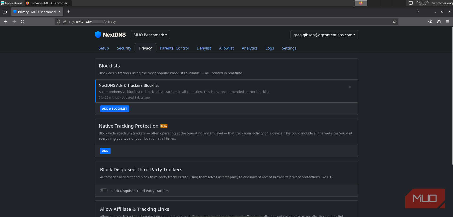 NextDNS clean profile with no endpoint filters