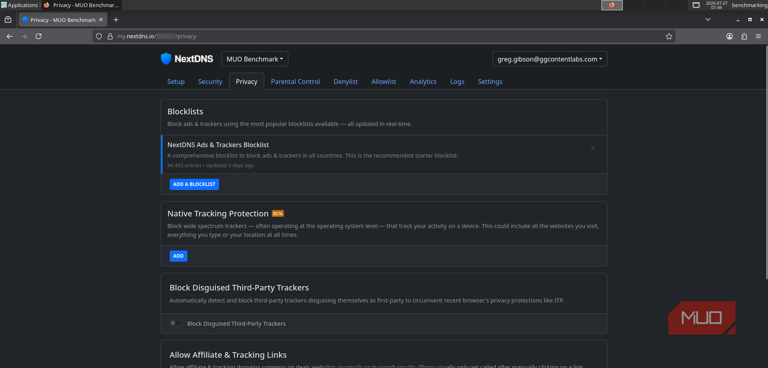 NextDNS clean profile with no endpoint filters