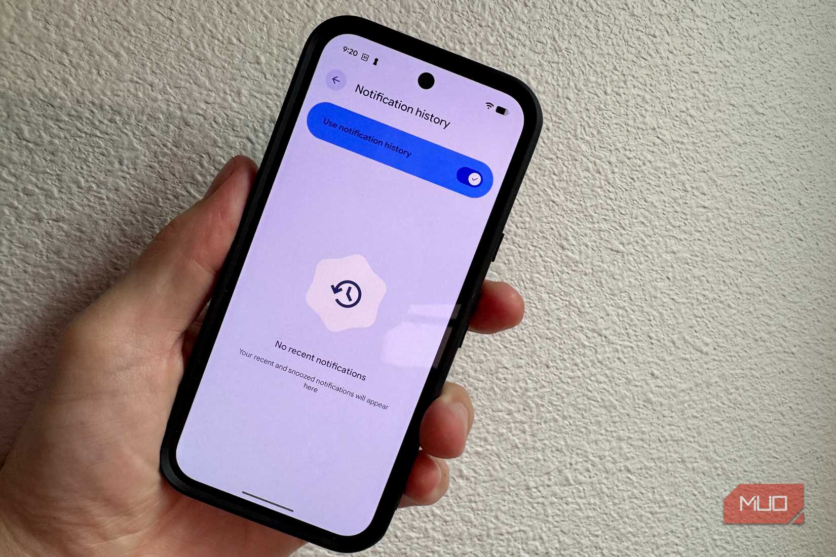 Empty notification history