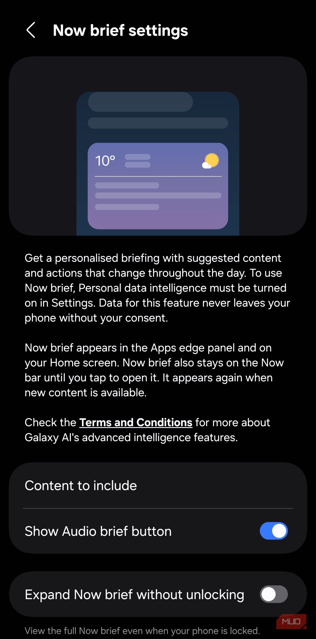 Now brief feature on Galaxy phone