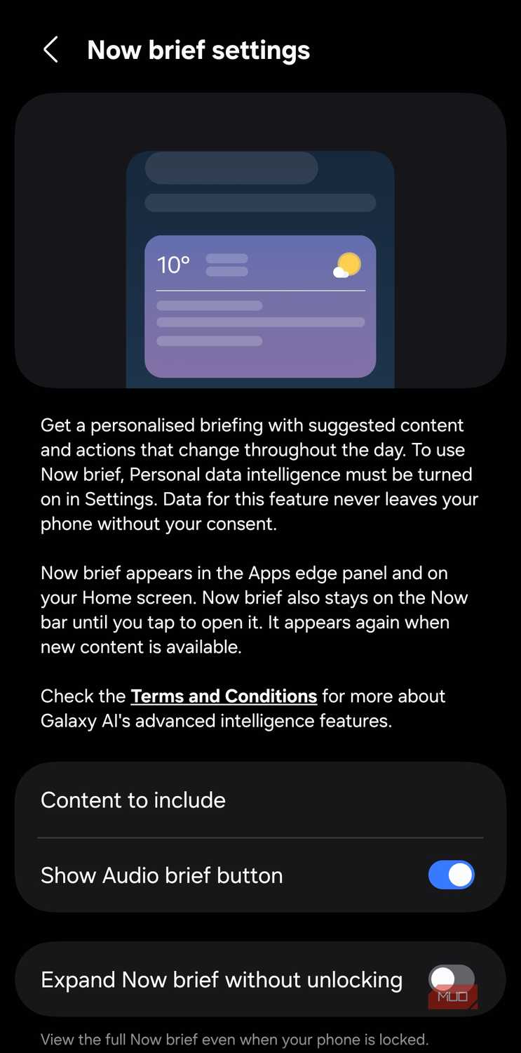 Now brief feature on Galaxy phone