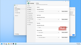 Octoclip settings hotkey shortcuts