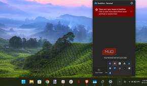 OneDrive opened from system tray.