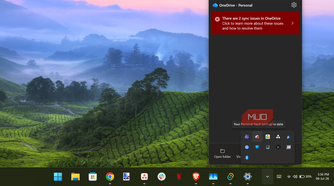OneDrive opened from system tray.