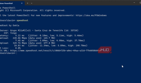 ookla speedtest running in windows terminal