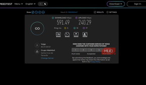 ookla speedtest showing 600mbps download speed in spain.