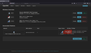 OpenWRT network and wireless settings showing Wi-Fi adapter in client mode