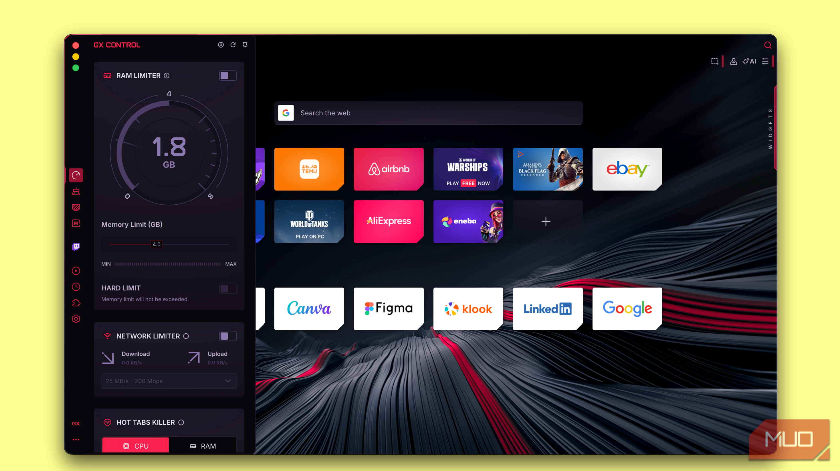 I tried the browser made for gamers, and it has a feature every browser ...