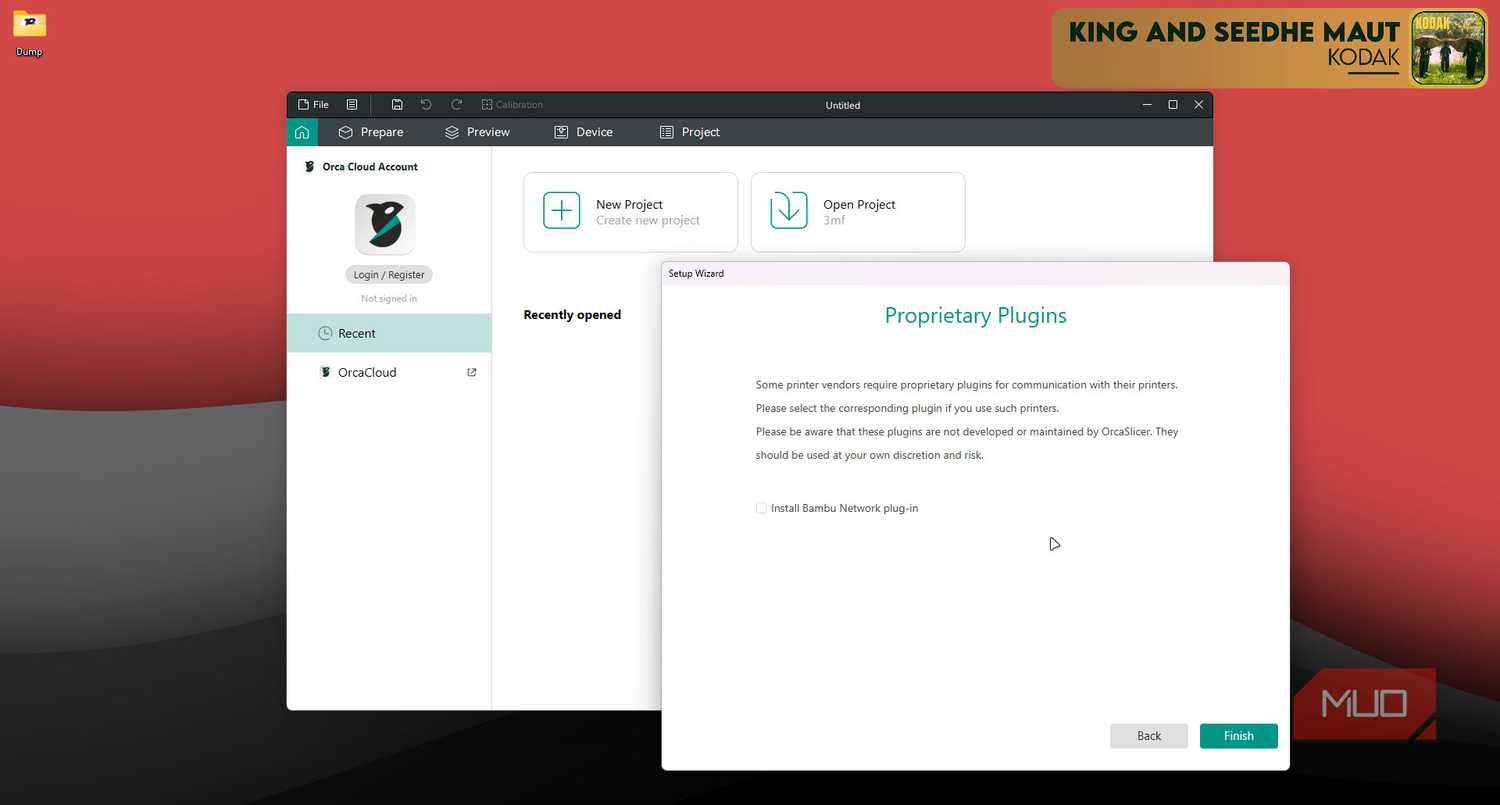 OrcaSlicer Bambu network plugin prompt.
