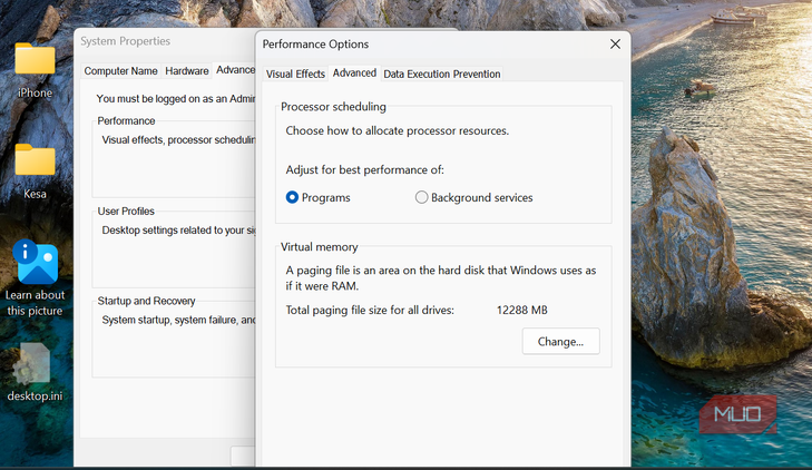 Pagefile on Performanace Options
