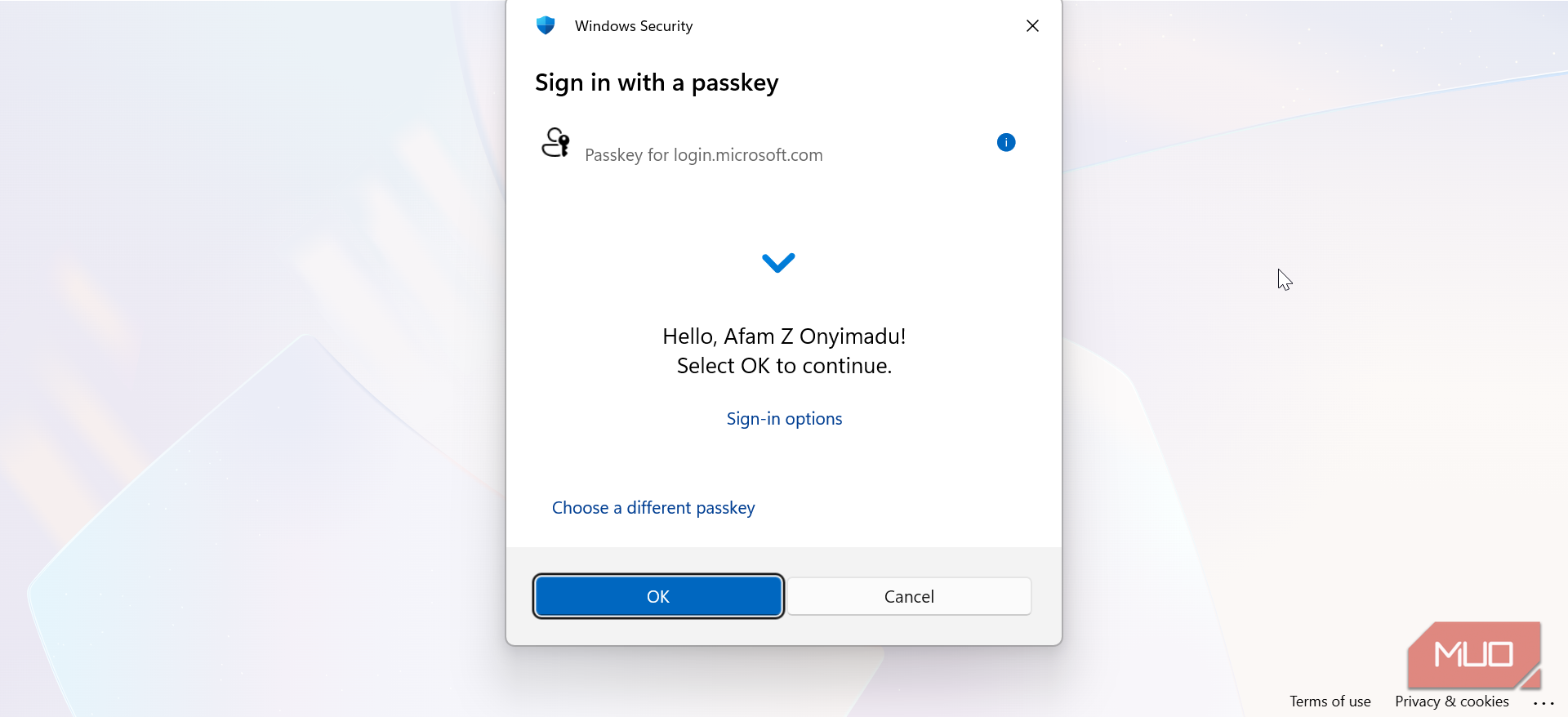 Passkeys for microsoft account