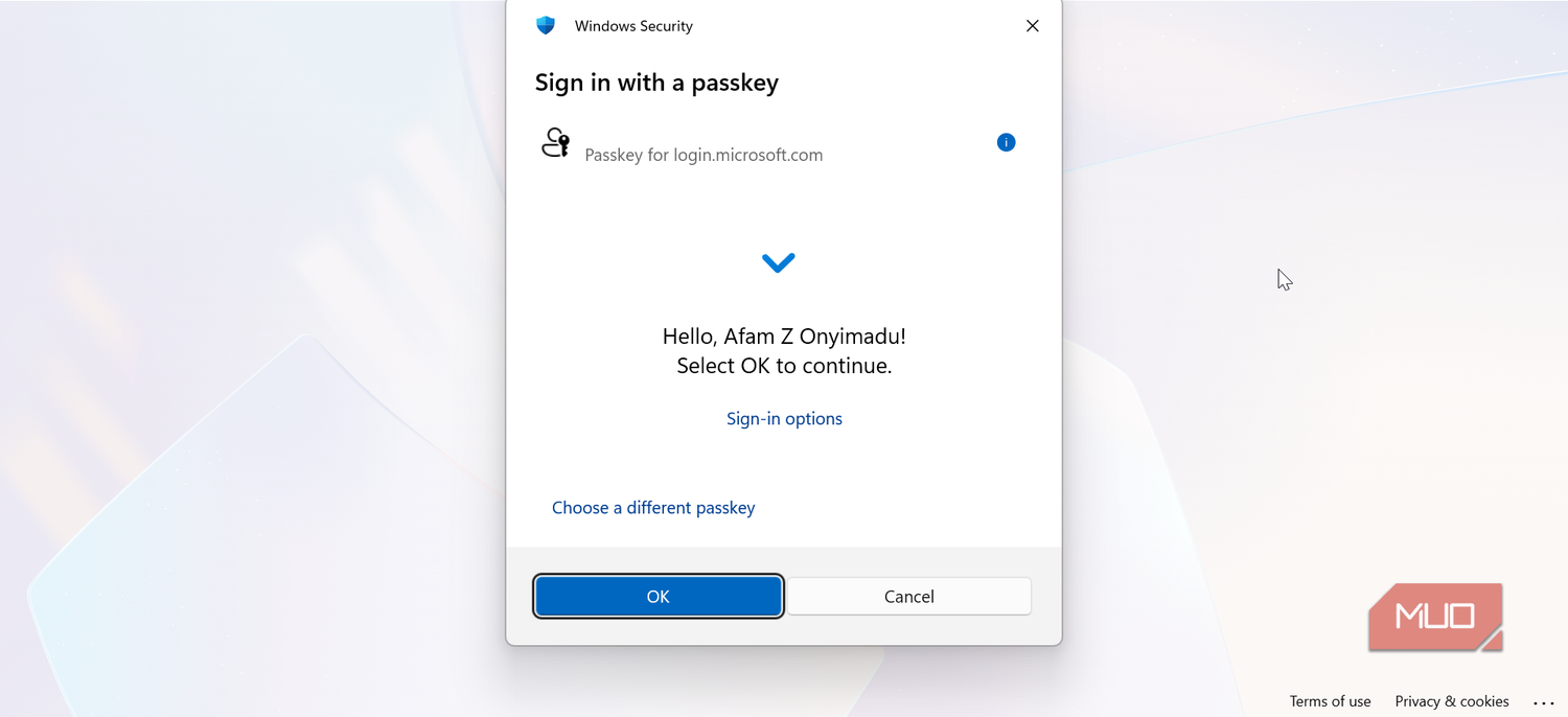 Passkeys for microsoft account