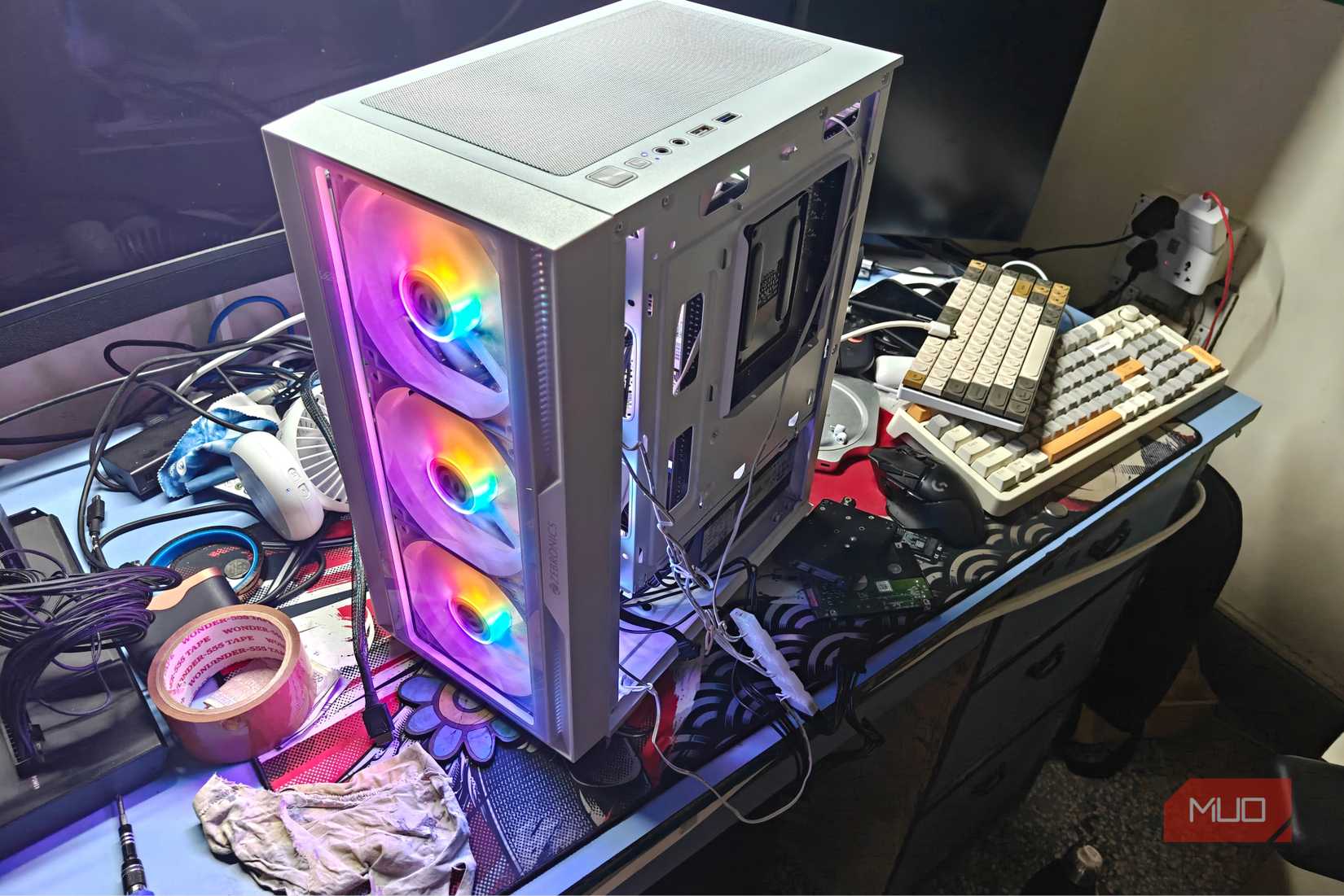 The PC cabinet, assembled