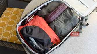 A top-down look at the packing cubes in the Peak Design 2-in-1 travel bag.
