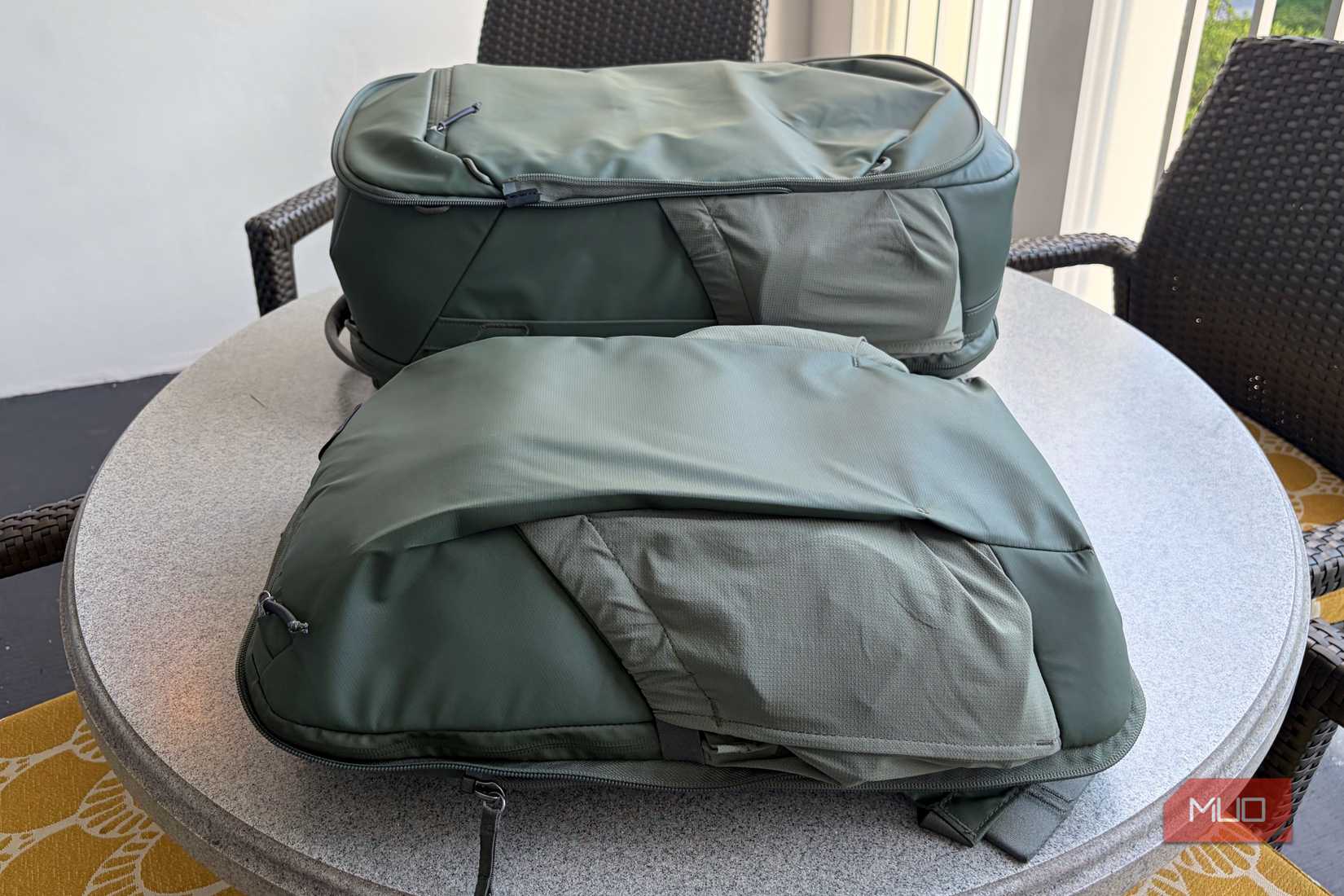 The Peak Design travel 2-in-1 bags detached.