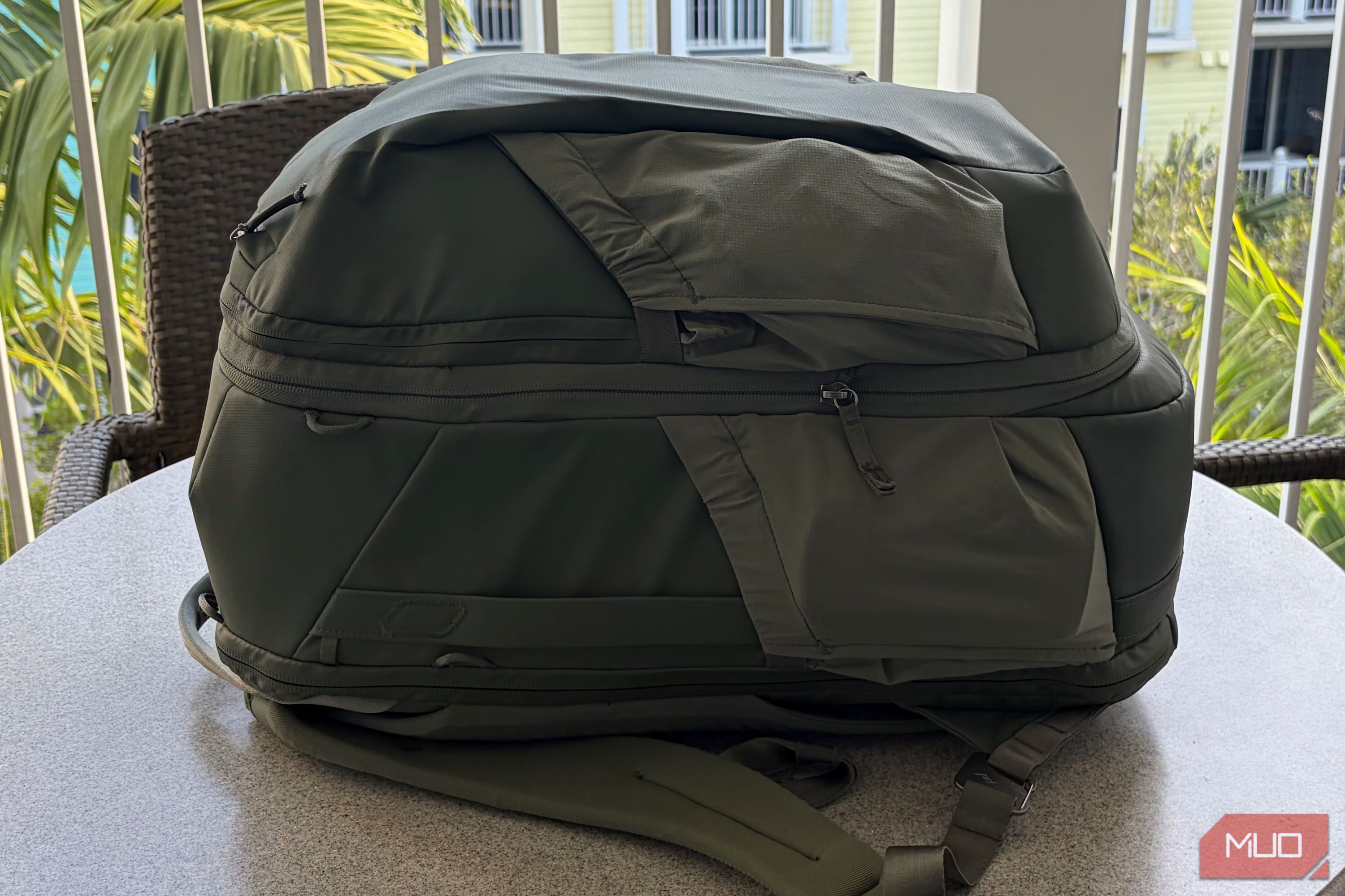 The two bags of the Peak Design 2-in-1 travel bag attached.