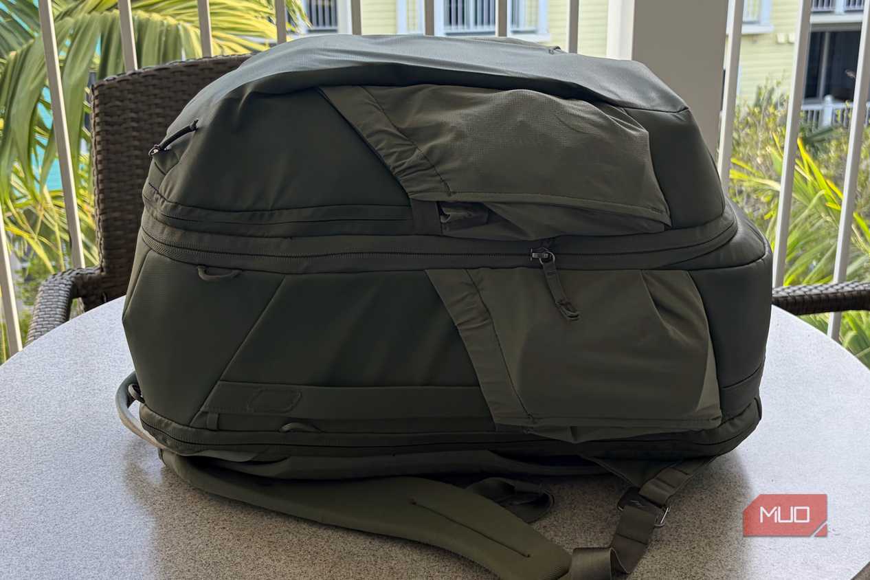 The two bags of the Peak Design 2-in-1 travel bag attached.