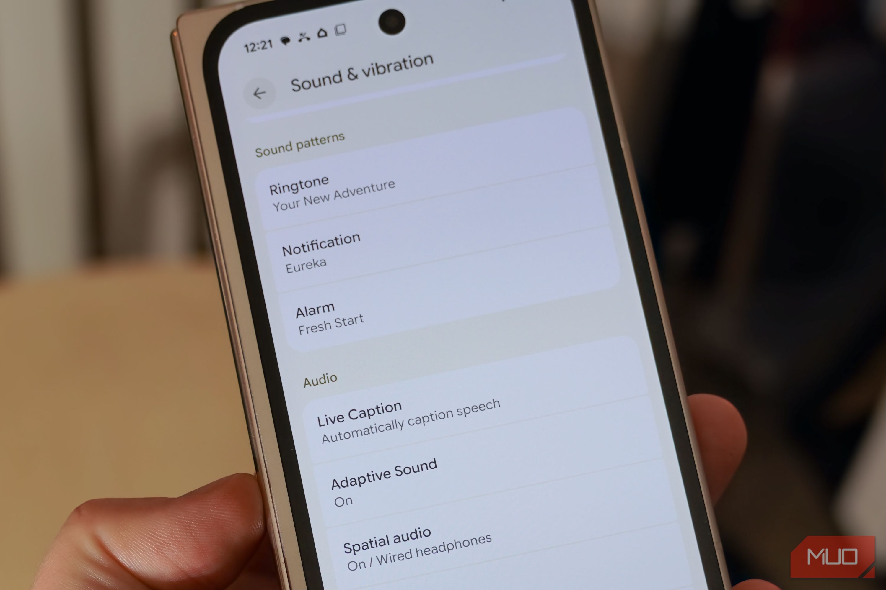 The sound and vibration page on a Pixel phone.