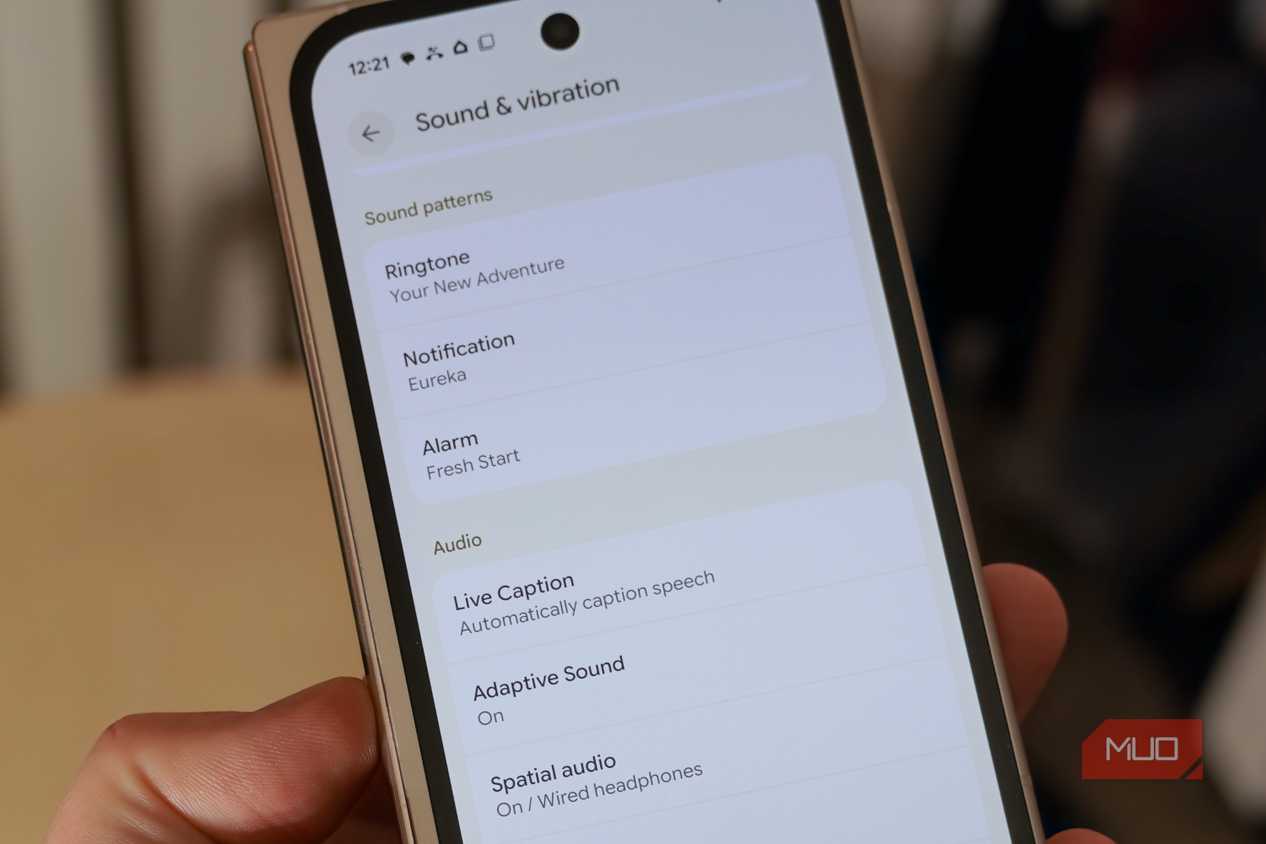 The sound and vibration page on a Pixel phone.