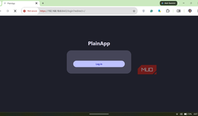 PlainApp web browser login screen