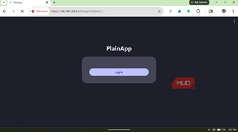 PlainApp web browser login screen