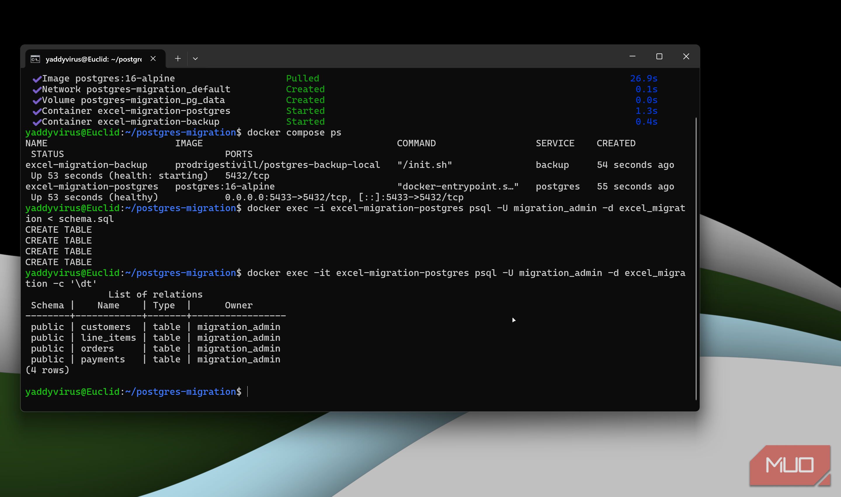 Postgres excel data migration.