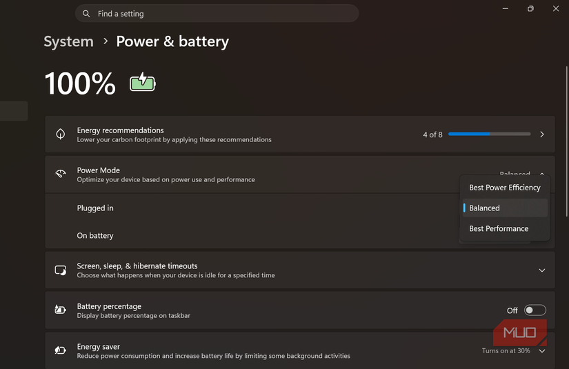 Power Mode on Windows