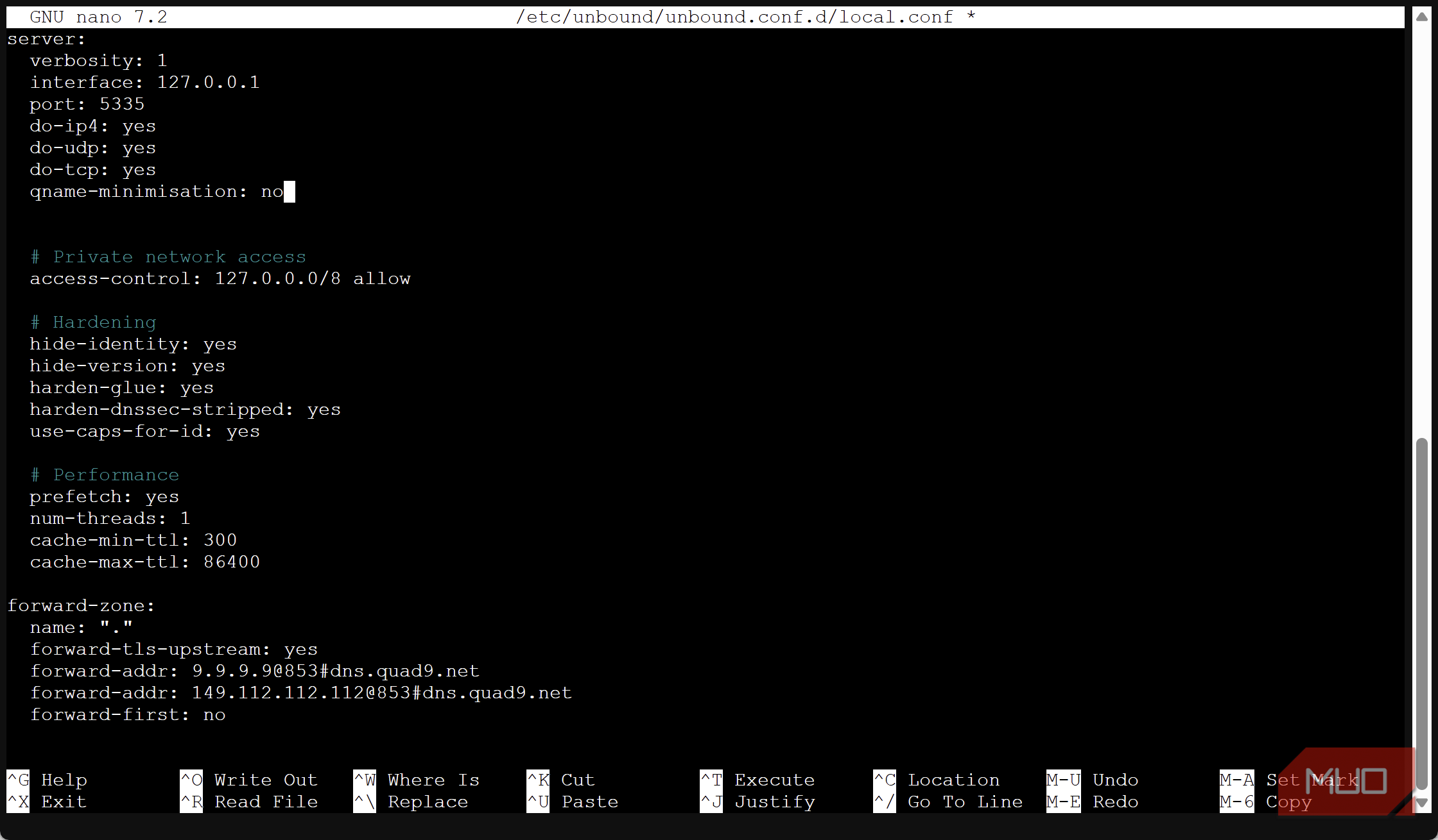 proxmox console configuration file adding forward zones