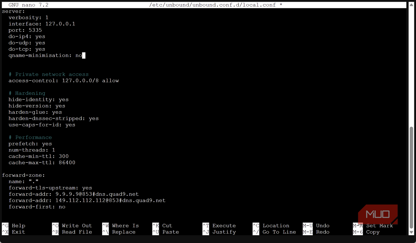proxmox console configuration file adding forward zones