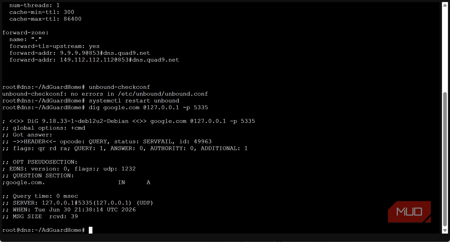 proxmox console configuration file checking updated dns works