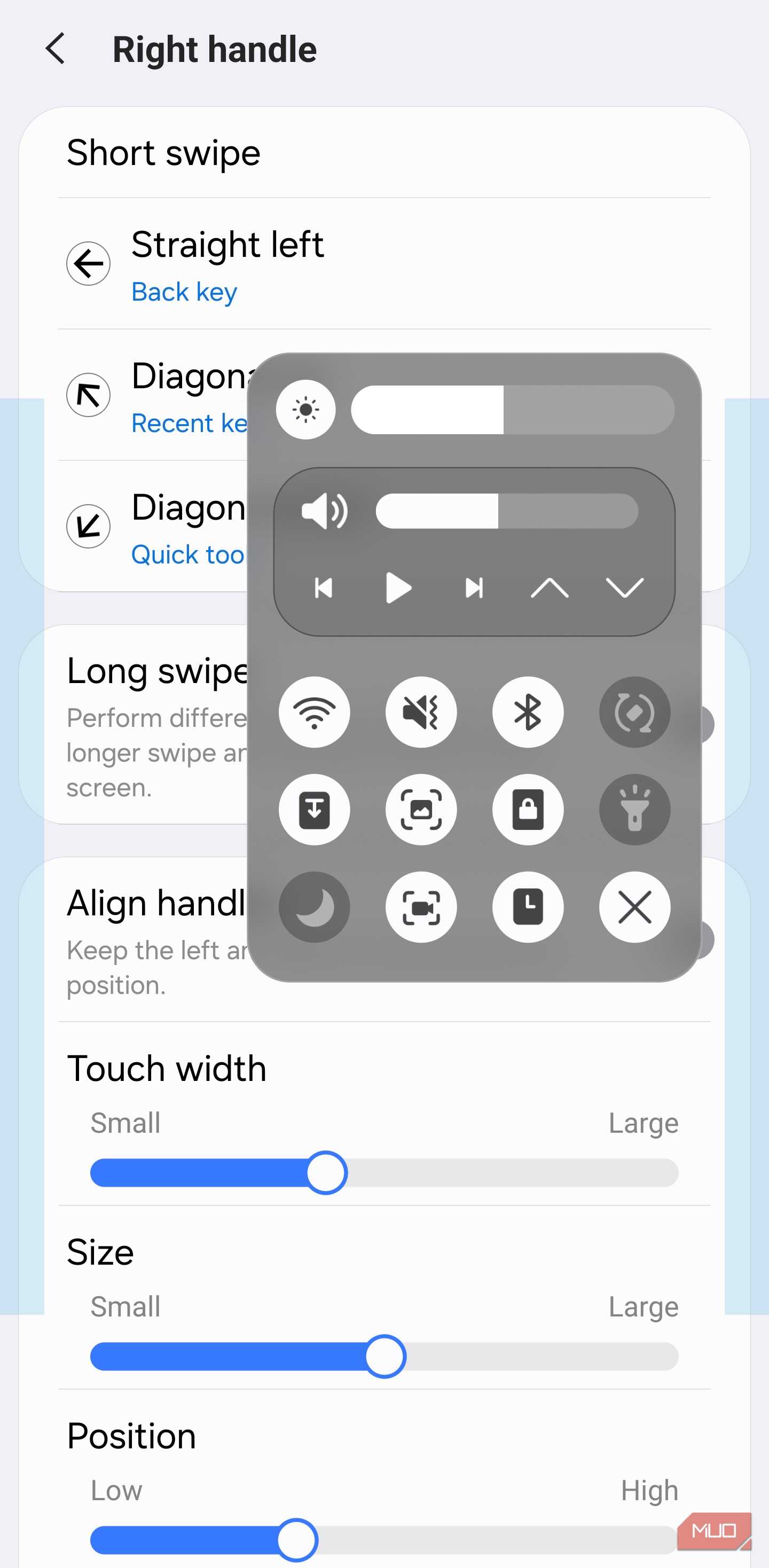 Quick Tools panel in One Hand Operation+