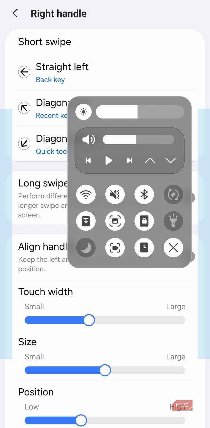 Quick Tools panel in One Hand Operation+