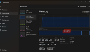 RAM consumption from the Task Manager