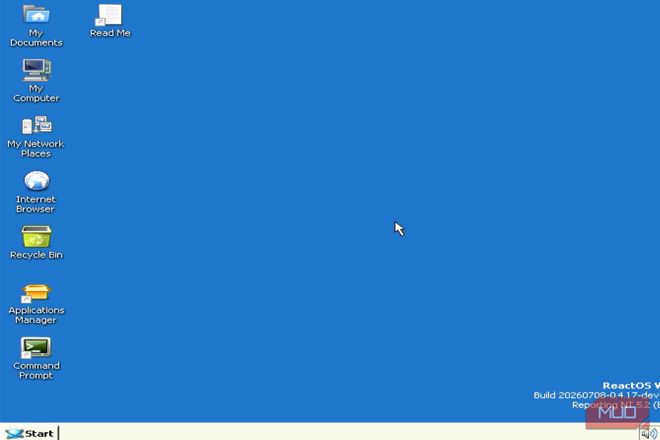 The ReactOS desktop