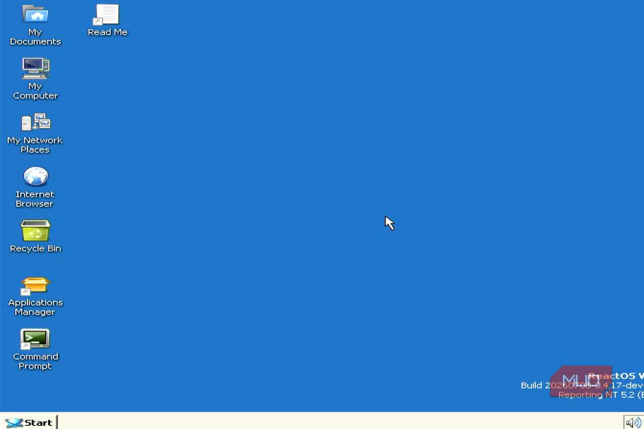 The ReactOS desktop