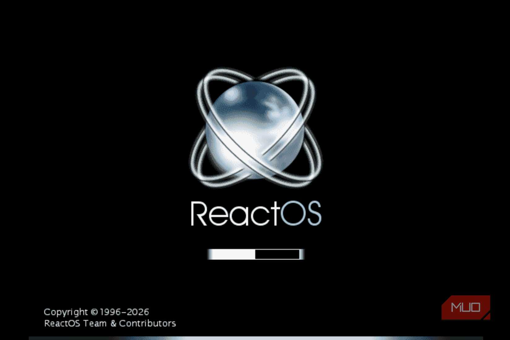 The ReactOS splash screen