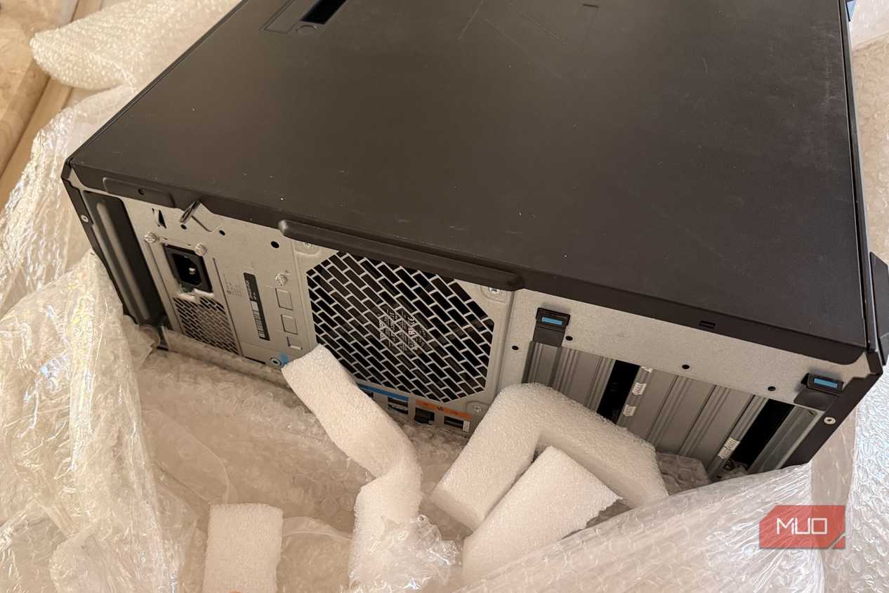 Rear of the HP Z6 G4 workstation case showing the power connector and expansion slots