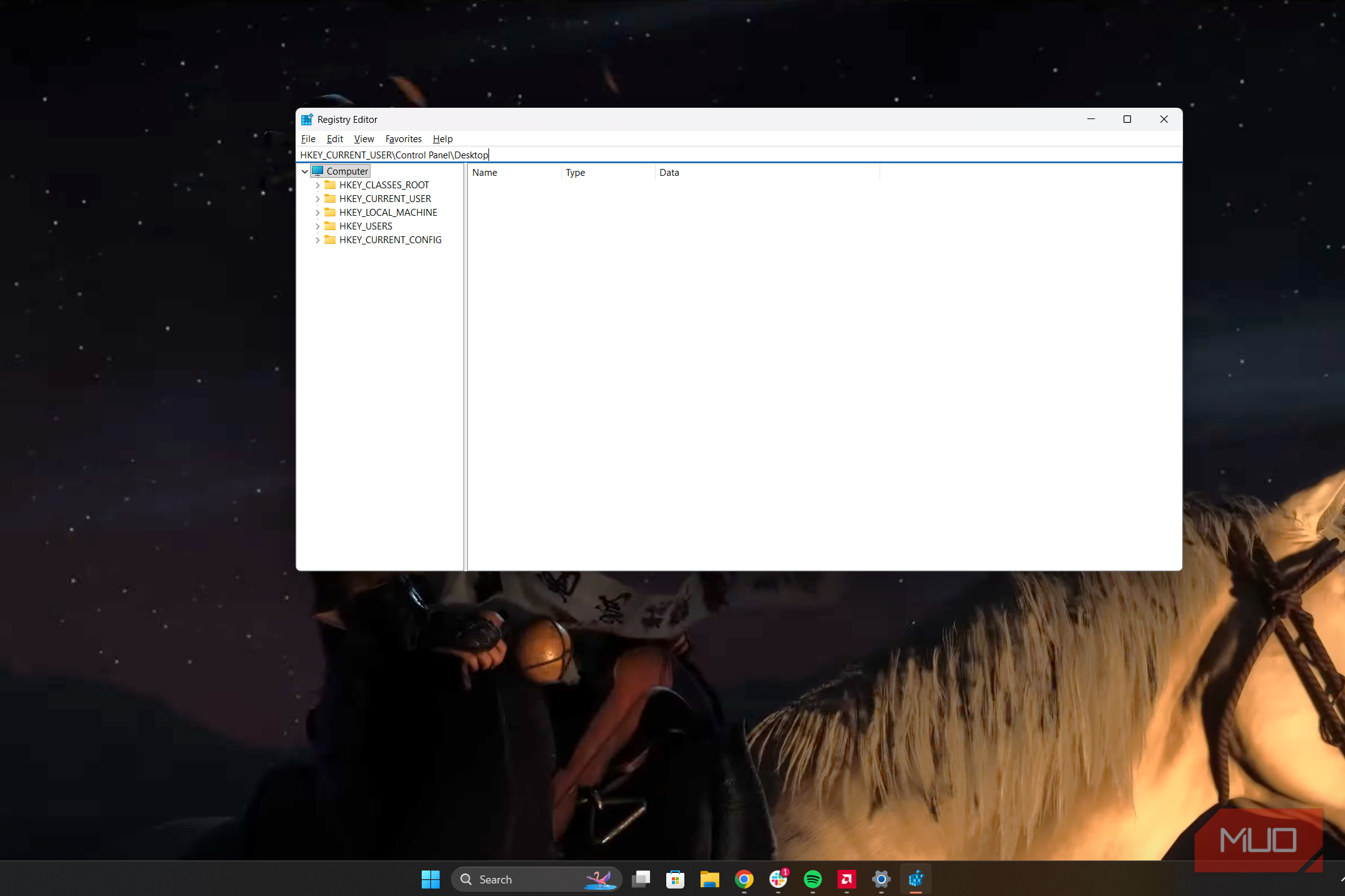 registry editor menu