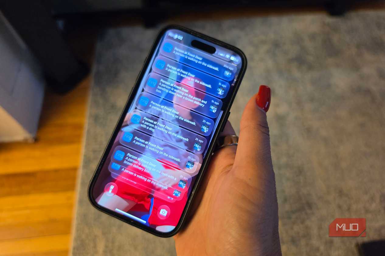An iPhone showing Ring notifications on the lock screen.