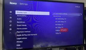 A TV's different display options within Roku OS