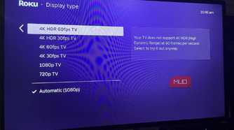 Selecting the 4K HDR 60fps TV settings in Roku