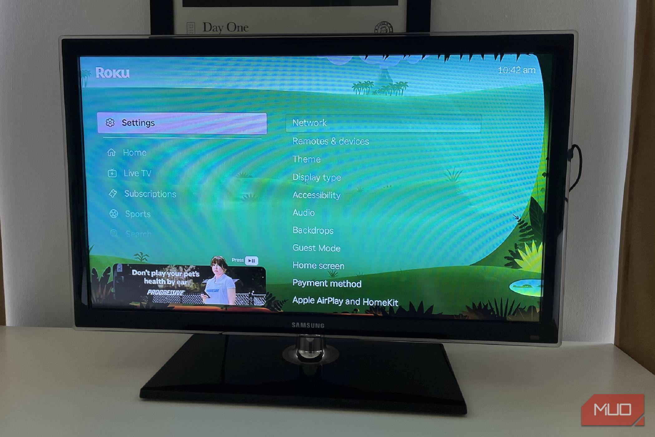 The Roku OS settings menu