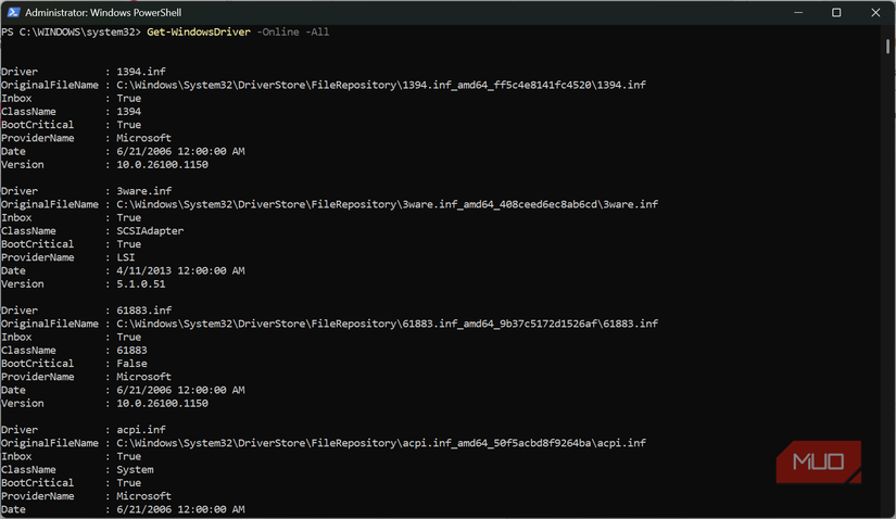 Running Get WindowsDriver