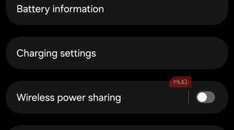 Samsung battery settings menu options