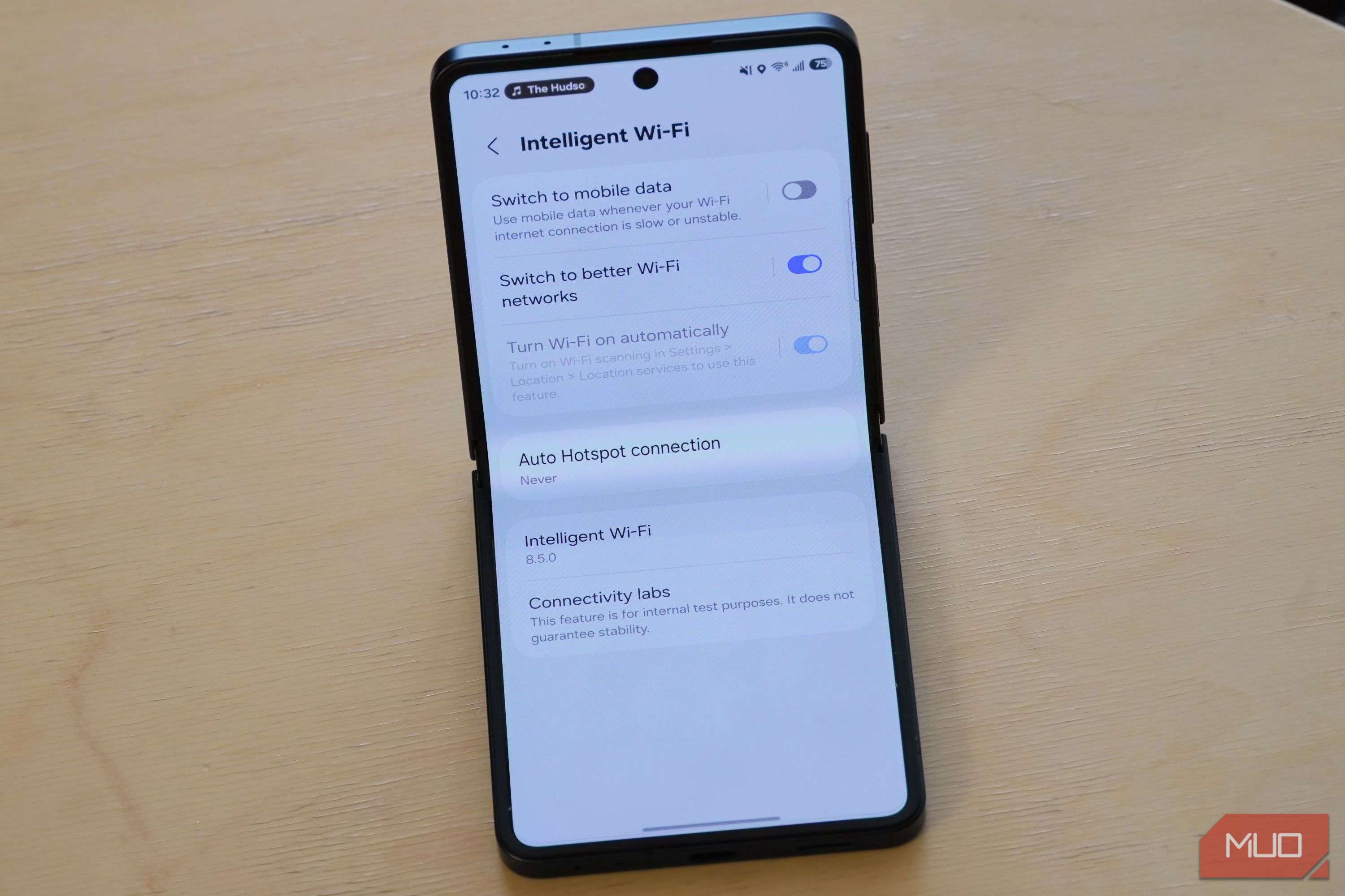 The Intelligent Wi-Fi page on a Samsung phone.