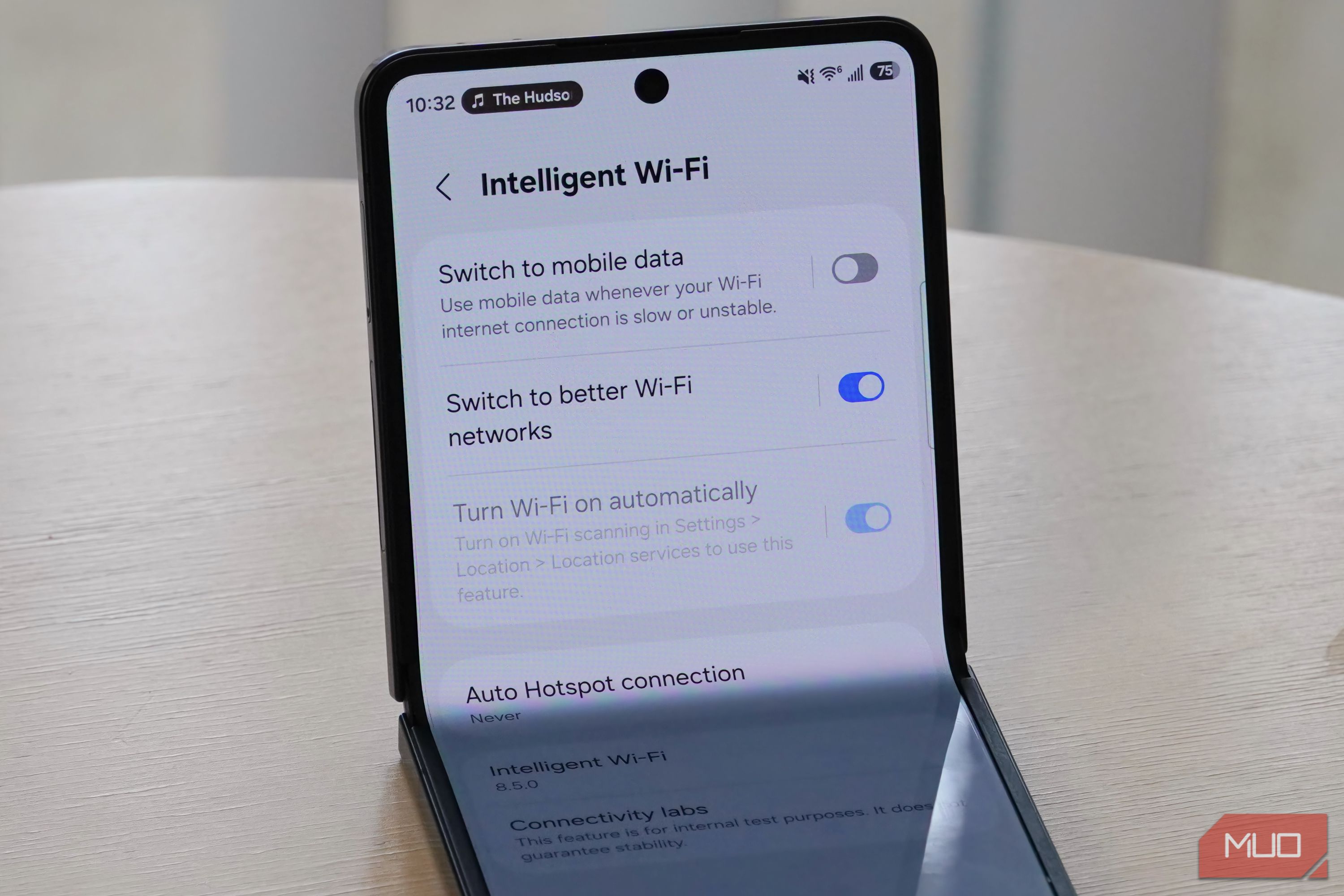 The Intelligent Wi-Fi page on a Samsung phone.