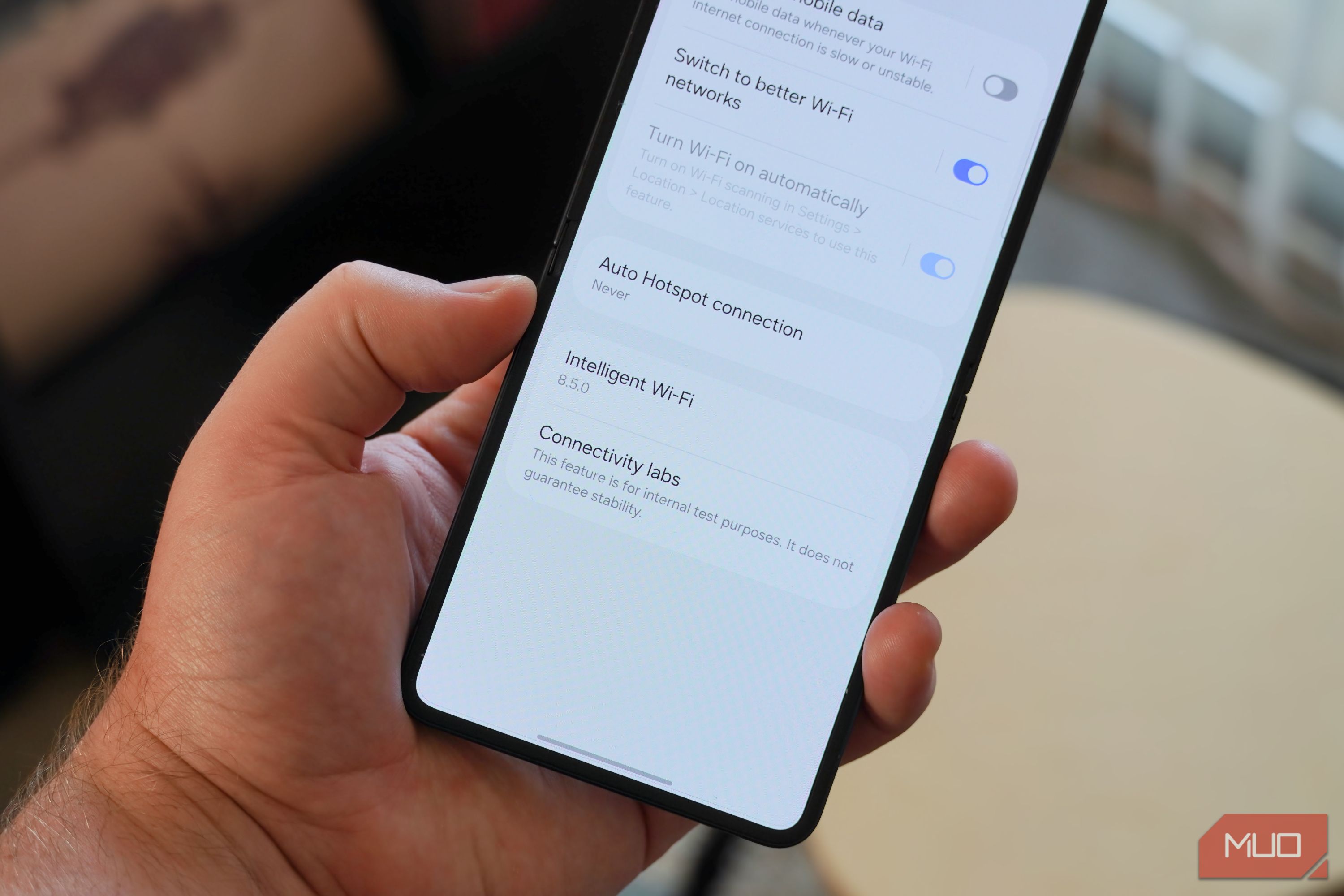 The The Connectivity Labs button on a Samsung phone.