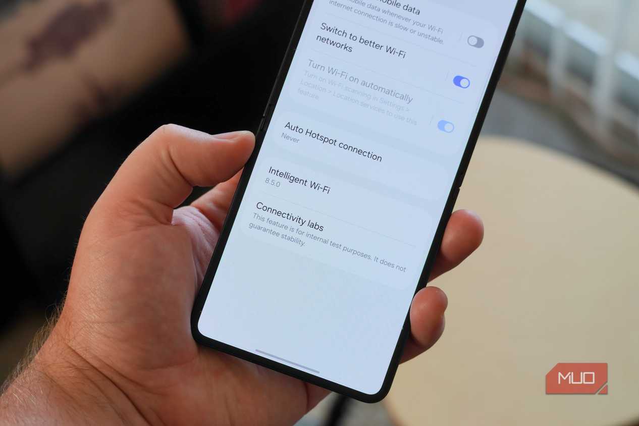 The The Connectivity Labs button on a Samsung phone.