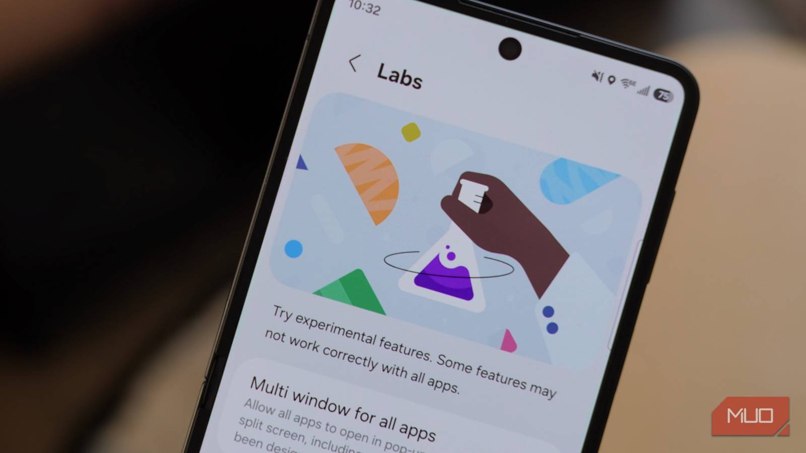 The Labs menu of a Galaxy phone.
