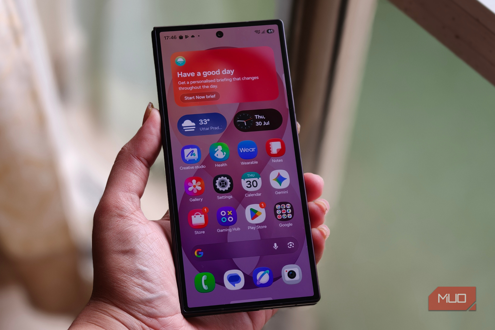 Samsung Galaxy Z Fold 8 Ultra's cover display with the home screen visible